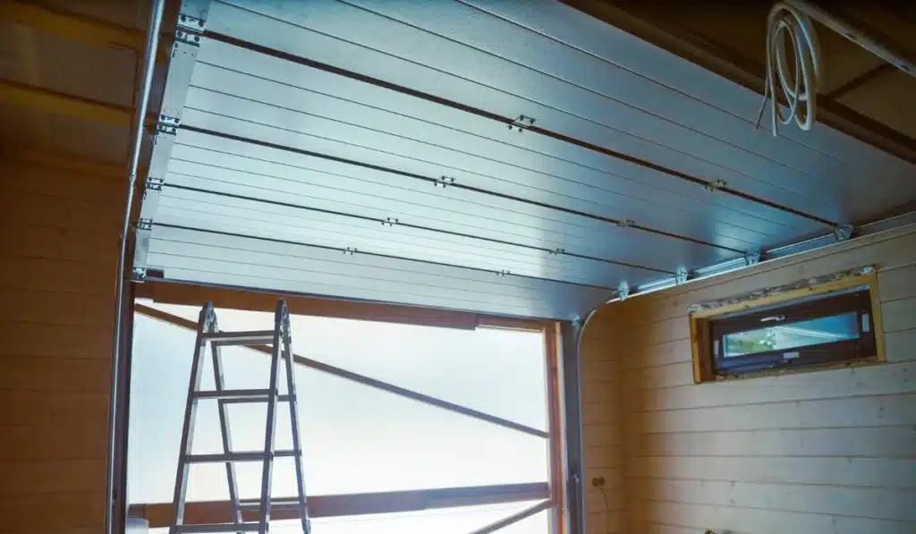 an overhead metal garage doors